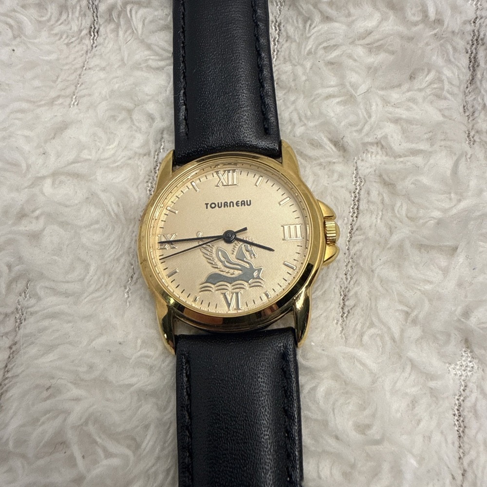 VTG Tourneau Pegasus Limited Edition Leather Quartz Analog Watch Water Resistant